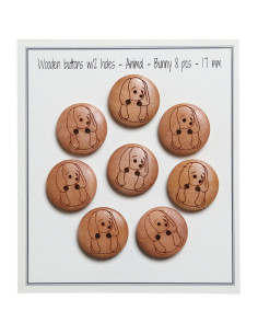 Conjunto de 8 botões de madeira 17 mm - Coelho