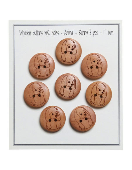 Conjunto de 8 botões de madeira 17 mm - Coelho