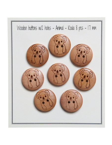Conjunto de 8 botões de madeira 17 mm - Koala