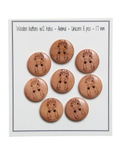 Conjunto de 8 botões de madeira 17 mm - Unicórnio