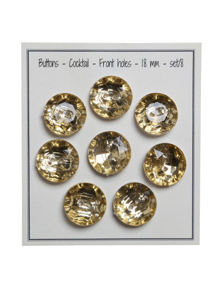 Conjunto de 8 botões de 2 furos Cocktail 18 mm - Ouro