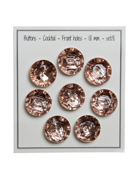 Conjunto de 8 botões de 2 furos Cocktail 18 mm - Rosa antigo