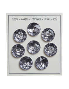 Conjunto de 8 botões de 2 furos Cocktail 18 mm - Cinza