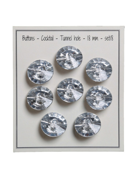 Conjunto de 8 botões de cauda Cocktail 18 mm - Prata