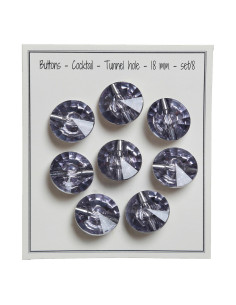Conjunto de 8 botões de cauda Cocktail 18 mm - Cinza