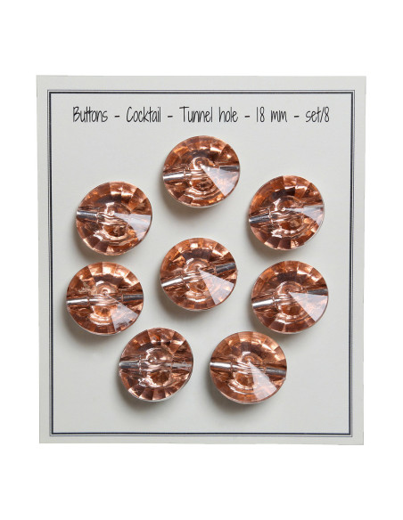 Conjunto de 8 botões com cauda Cocktail 18 mm - Rosa antigo