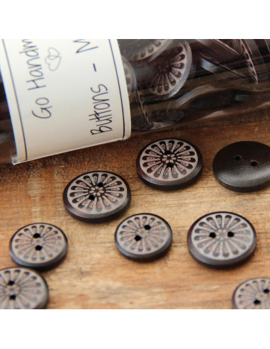Pacote de 8 botões de madeira margarida 15 mm