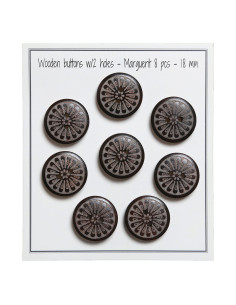 Pacote de 8 botões de madeira margarida 18 mm