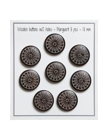 Pacote de 8 botões de madeira margarida 18 mm