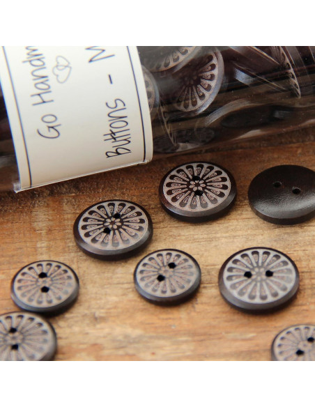 Pacote de 8 botões de madeira margarida 18 mm