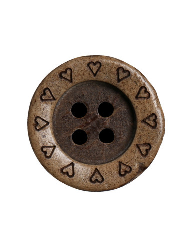 Pacote de 8 botões de coco em forma de coração 18 mm