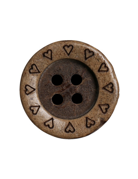 Pacote de 8 botões de coco em forma de coração 18 mm
