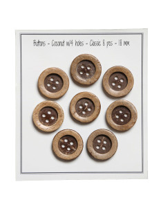 Pacote de 8 botões de coco clássico 18 mm