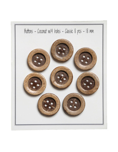 Pacote de 8 botões de coco clássico 18 mm
