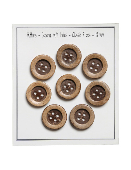 Pacote de 8 botões de coco clássico 18 mm