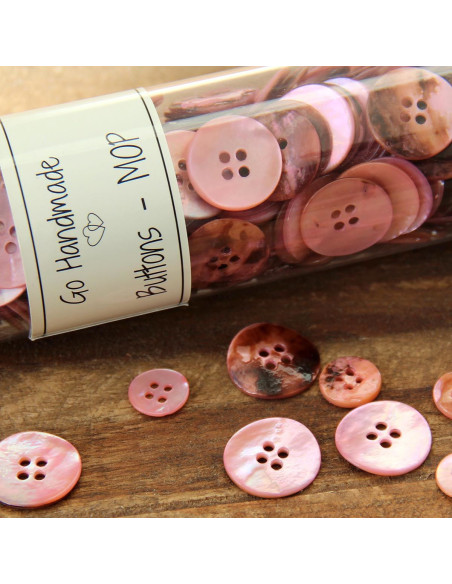 Conjunto de 8 botões de 4 furos de madrepérola 15 mm - Rosa