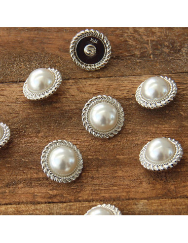 Conjunto de 4 botões Pérola 21 mm - Prata