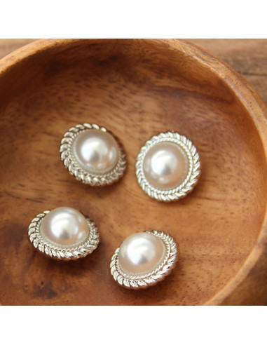 Conjunto de 4 botões Pérola 21 mm - Prata