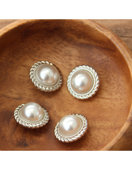 Conjunto de 4 botões Pérola 21 mm - Prata