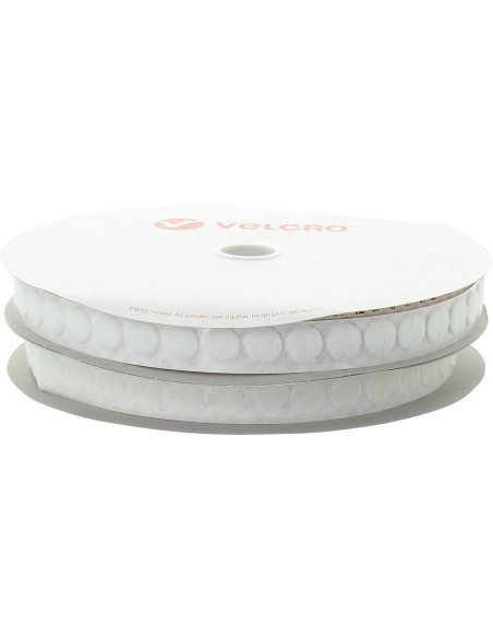 Pastilhas VELCRO® Brand brancas - Rolo de 25 m - Ø 19 mm