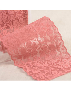 Renda elástica flores - Rosa antigo