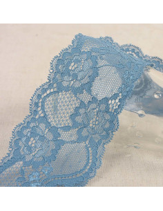 Renda elástica rosas - Azul lavanda