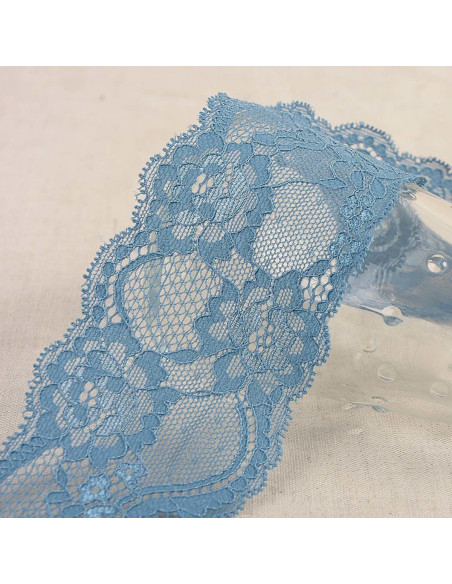 Renda elástica rosas - Azul lavanda