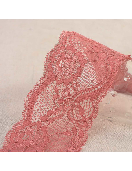 Renda elástica rosas - Rosa antigo