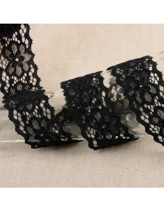 Renda elástica Hellébore - Preto