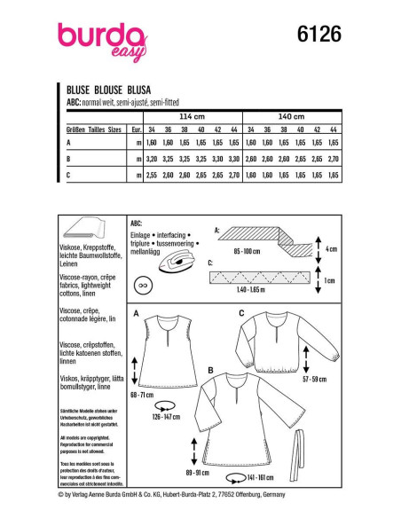 Molde de túnica - Burda 6126