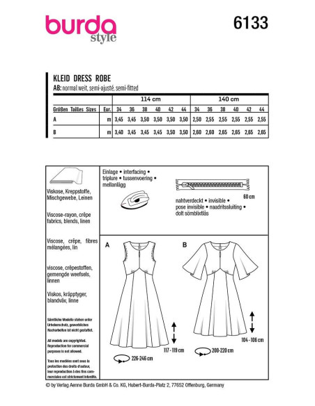 Molde de vestido - Burda 6133