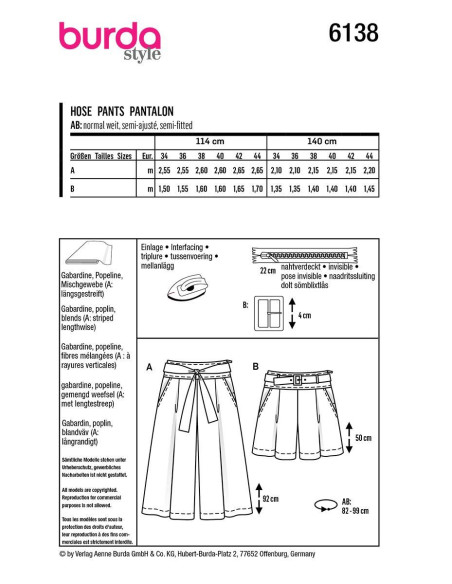 Molde de saia-calça - Burda 6138