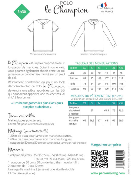 Padrão de polo para homem Le Champion - Les BG