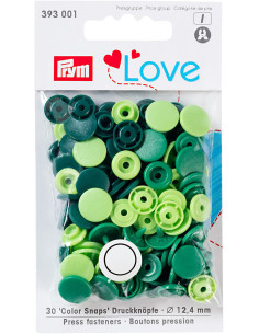 Conjunto de 30 botões de pressão Color Snaps 12,4 mm - Verde maçã, verde e verde pinho