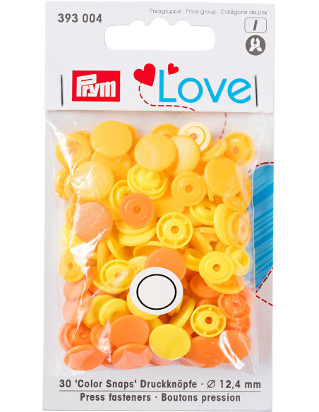 Conjunto de 30 botões de pressão Color Snaps 12,4 mm - Amarelo, amarelo alaranjado e laranja