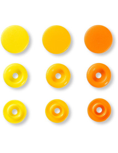 Conjunto de 30 botões de pressão Color Snaps 12,4 mm - Amarelo, amarelo alaranjado e laranja