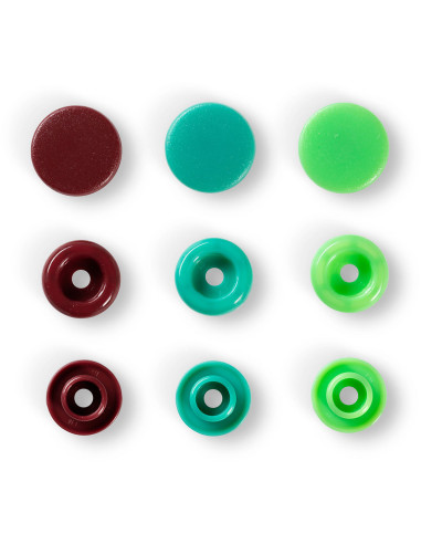 Conjunto de 30 botões de pressão Color Snaps 12,4 mm - Verde, verde claro e castanho