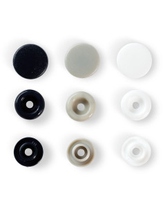 Conjunto de 30 botões de pressão Color Snaps 12,4 mm - Azul-marinho, cinza e branco 2