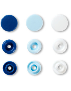 Conjunto de 30 botões de pressão Color Snaps 12,4 mm - Azul, branco e azul claro 2