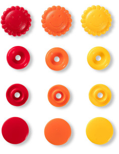 Conjunto de 21 botões de pressão Color Snaps Flores 13,6 mm - Amarelo, vermelho e laranja 2