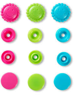 Conjunto de 21 botões de pressão Color Snaps Flores 13,6 mm - Turquesa, verde e fúcsia 2