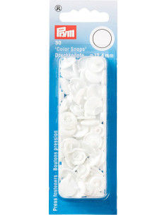 Conjunto de 30 botões de pressão Color Snaps 12,4 mm - Branco