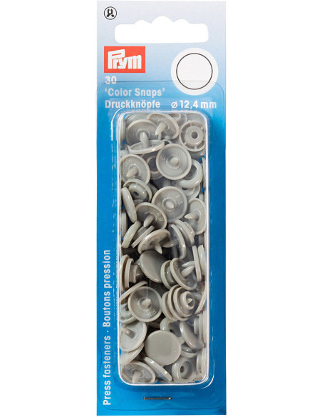 Conjunto de 30 botões de pressão Color Snaps 12,4 mm - Cinza