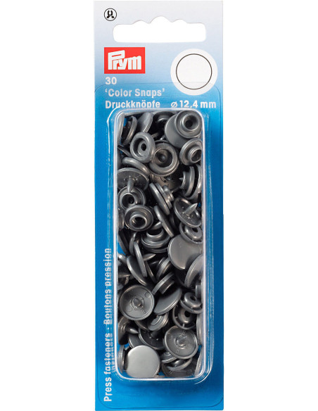 Conjunto de 30 botões de pressão Color Snaps 12,4 mm - Cinza prateado