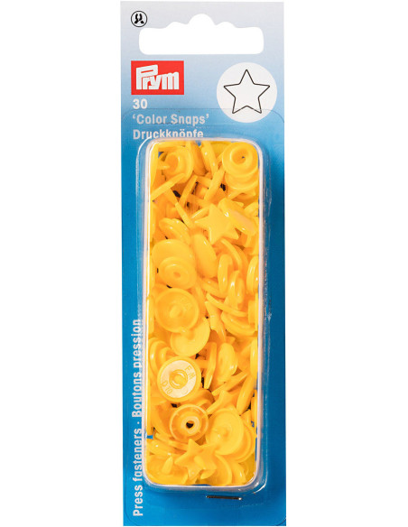 Conjunto de 30 botões de pressão Color Snaps Estrelas 12,4 mm - Amarelo