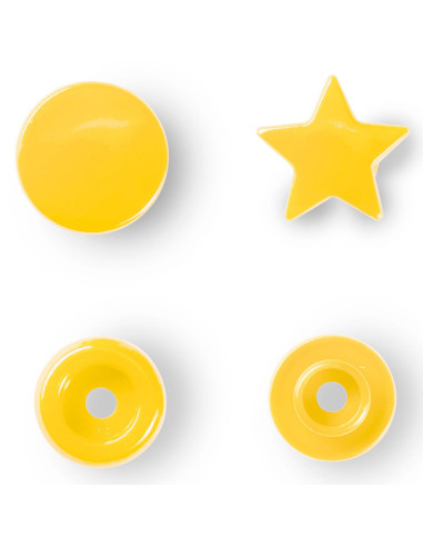 Conjunto de 30 botões de pressão Color Snaps Estrelas 12,4 mm - Amarelo
