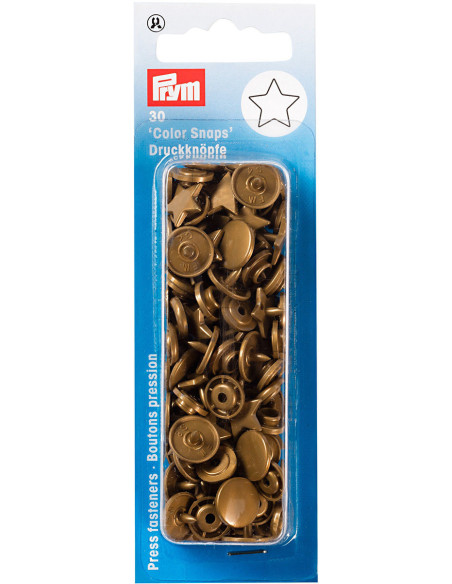 Conjunto de 30 botões de pressão Color Snaps Estrelas 12,4 mm - Ouro