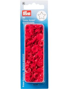 Conjunto de 30 botões de pressão Color Snaps Estrelas 12,4 mm - Vermelho