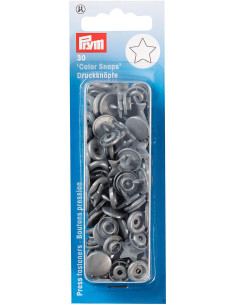 Conjunto de 30 botões de pressão Color Snaps Estrelas 12,4 mm - Cinza prata