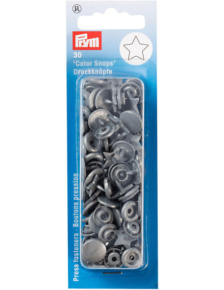 Conjunto de 30 botões de pressão Color Snaps Estrelas 12,4 mm - Cinza prata